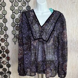 Maurices Black and Purple Sheer Blouse